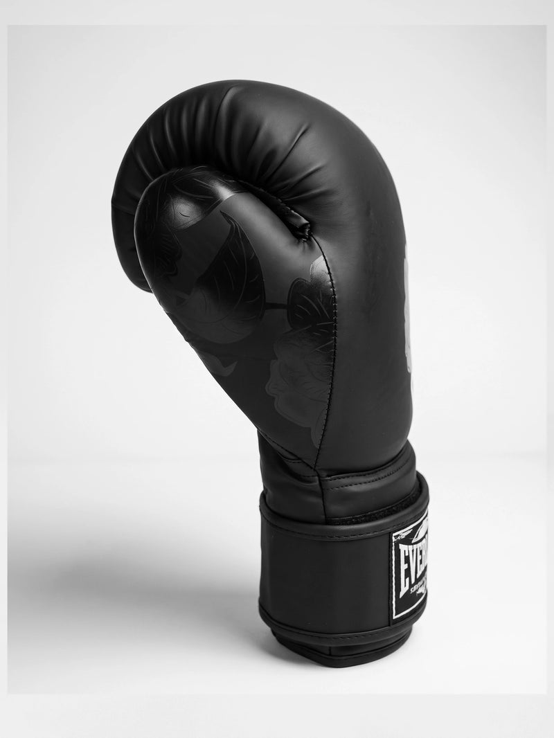 Hercules Siyah - Beyaz Çiçek Desenli Profesyonel Boks ve Kickboks Eldiveni