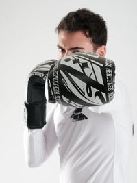 Hercules Fight Gear Desenli Siyah Beyaz Boks, Kickboks Eldiveni - Profesyonel Antrenman İçin