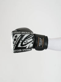 Hercules Fight Gear Desenli Siyah Beyaz Boks, Kickboks Eldiveni - Profesyonel Antrenman İçin