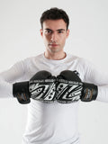 Hercules Fight Gear Desenli Siyah Beyaz Boks, Kickboks Eldiveni - Profesyonel Antrenman İçin