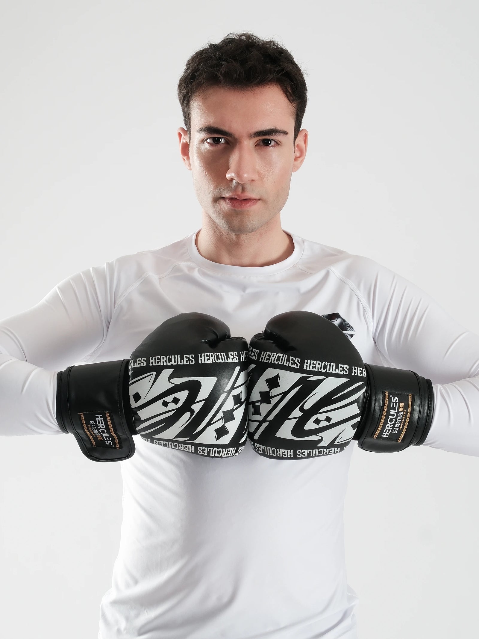Hercules Fight Gear Desenli Siyah Beyaz Boks, Kickboks Eldiveni - Profesyonel Antrenman İçin