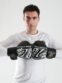 Hercules Fight Gear Desenli Siyah Beyaz Boks, Kickboks Eldiveni - Profesyonel Antrenman İçin