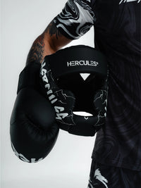 Hercules Fight Gear Kafa Koruyucu - Siyah Beyaz Şimşekli - Boks, MMA, Kickboks