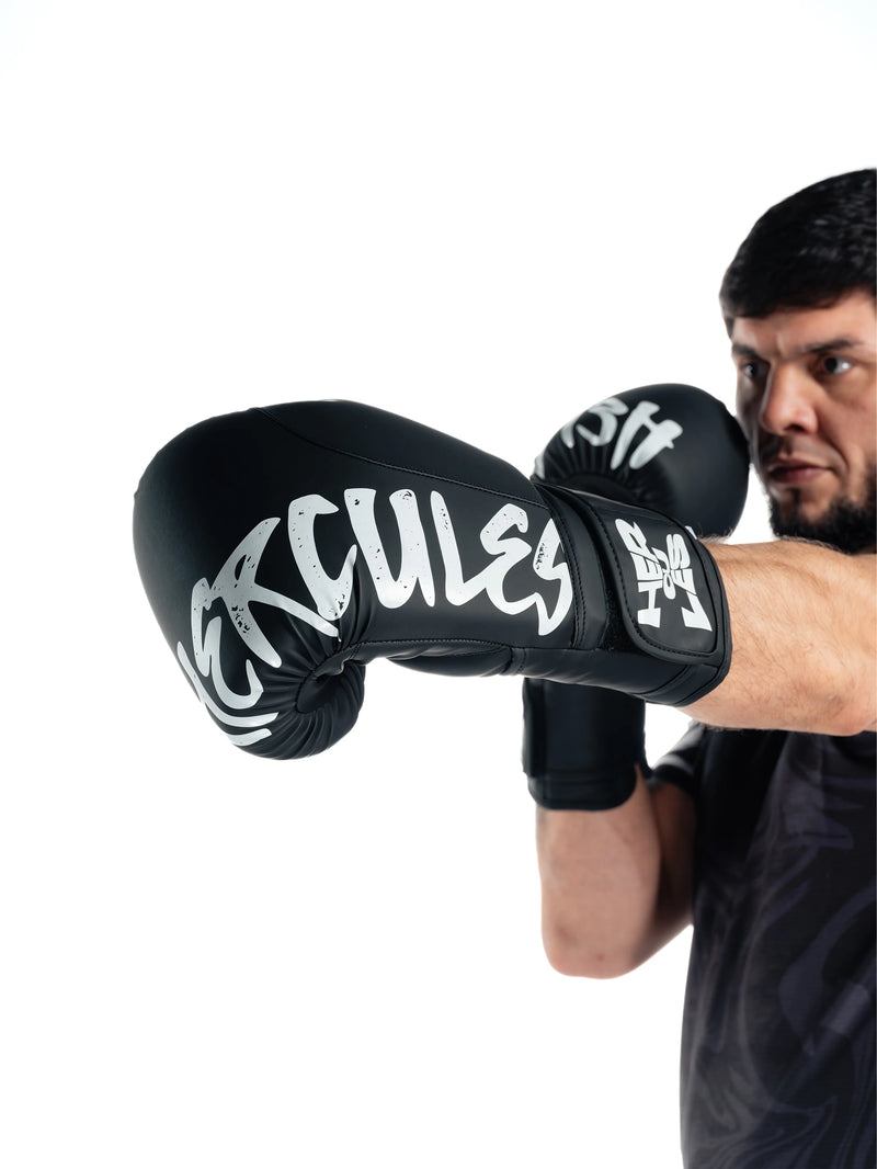Hercules Fight Gear Siyah Boks Eldiveni | Beyaz Logo