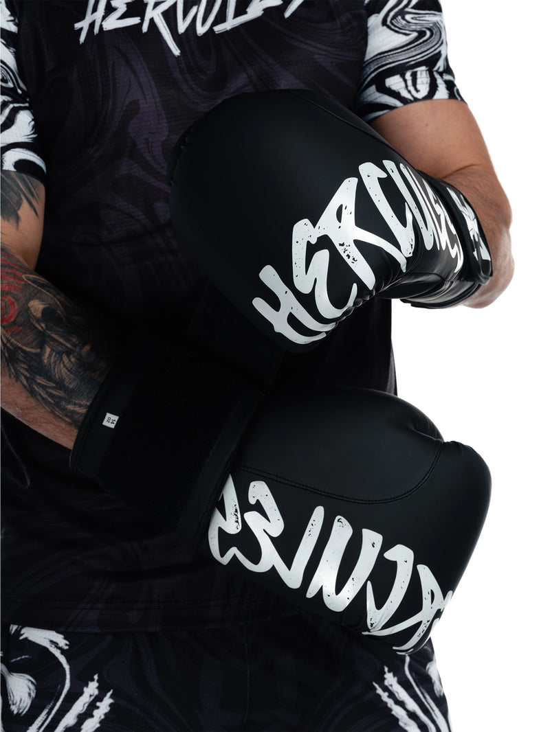 Hercules Fight Gear Siyah Boks Eldiveni | Beyaz Logo