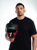 Hercules Fight Gear Kafa Koruyucu - Kırmızı Desenli Siyah - Boks, MMA, Kickboks
