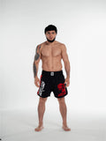 Siyah Kırmızı Desenli MMA & Muay Thai Dövüş Şortu – Fitness & Spor Antrenman