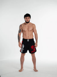 Siyah Kırmızı Desenli MMA & Muay Thai Dövüş Şortu – Fitness & Spor Antrenman