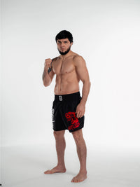 Siyah Kırmızı Desenli MMA & Muay Thai Dövüş Şortu – Fitness & Spor Antrenman