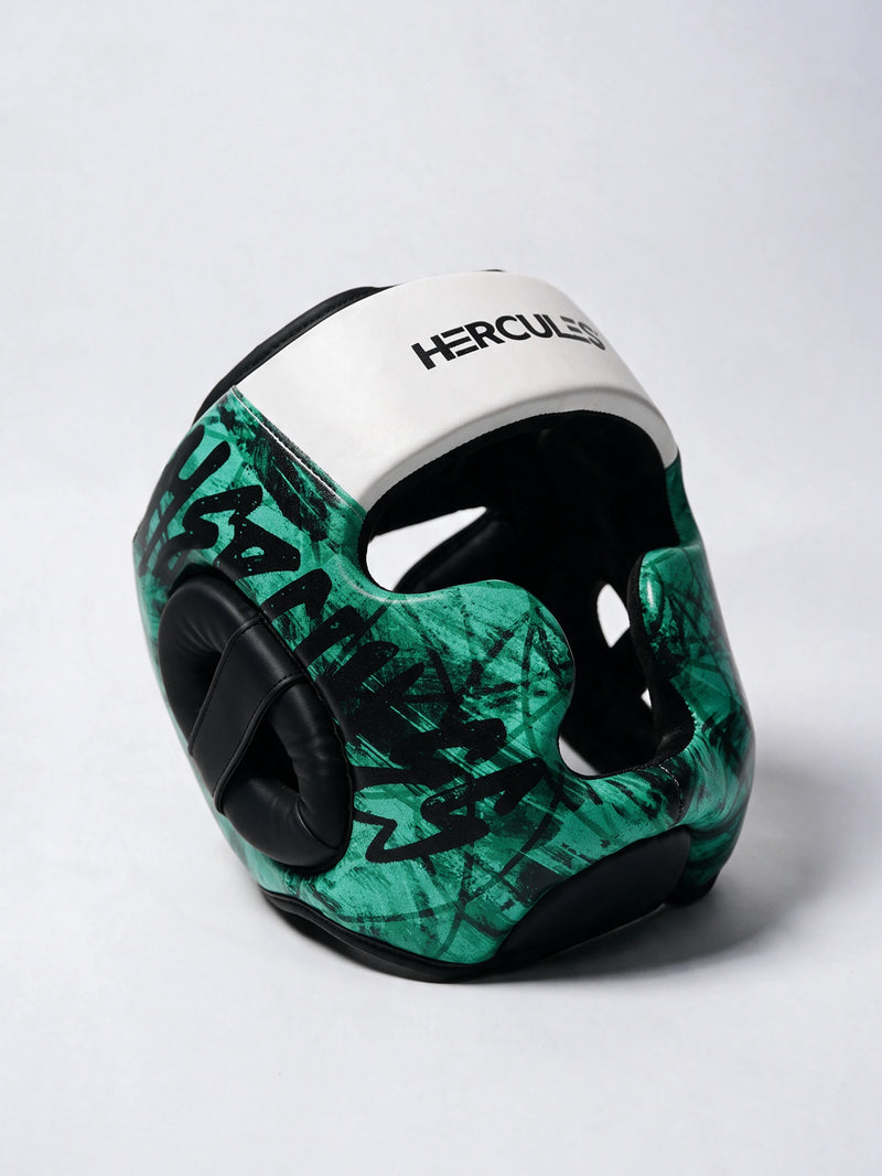 Hercules Fight Gear Kafa Koruyucu - Beyaz Turkuaz V2 - Boks, MMA, Kickboks